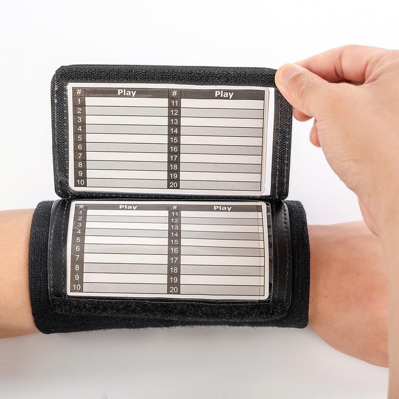 CHLPRO 12 Pack Quarterback(QB) Play Wristband - Triple Windows 3 Playsheet Compartments - Football, Baseball, All Sports - Youth,Black - Image 2
